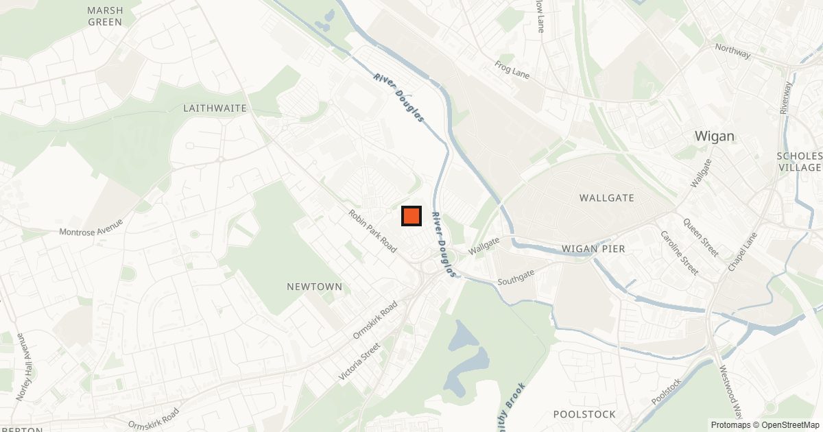 Map showing the location of Asda Wigan, Wigan